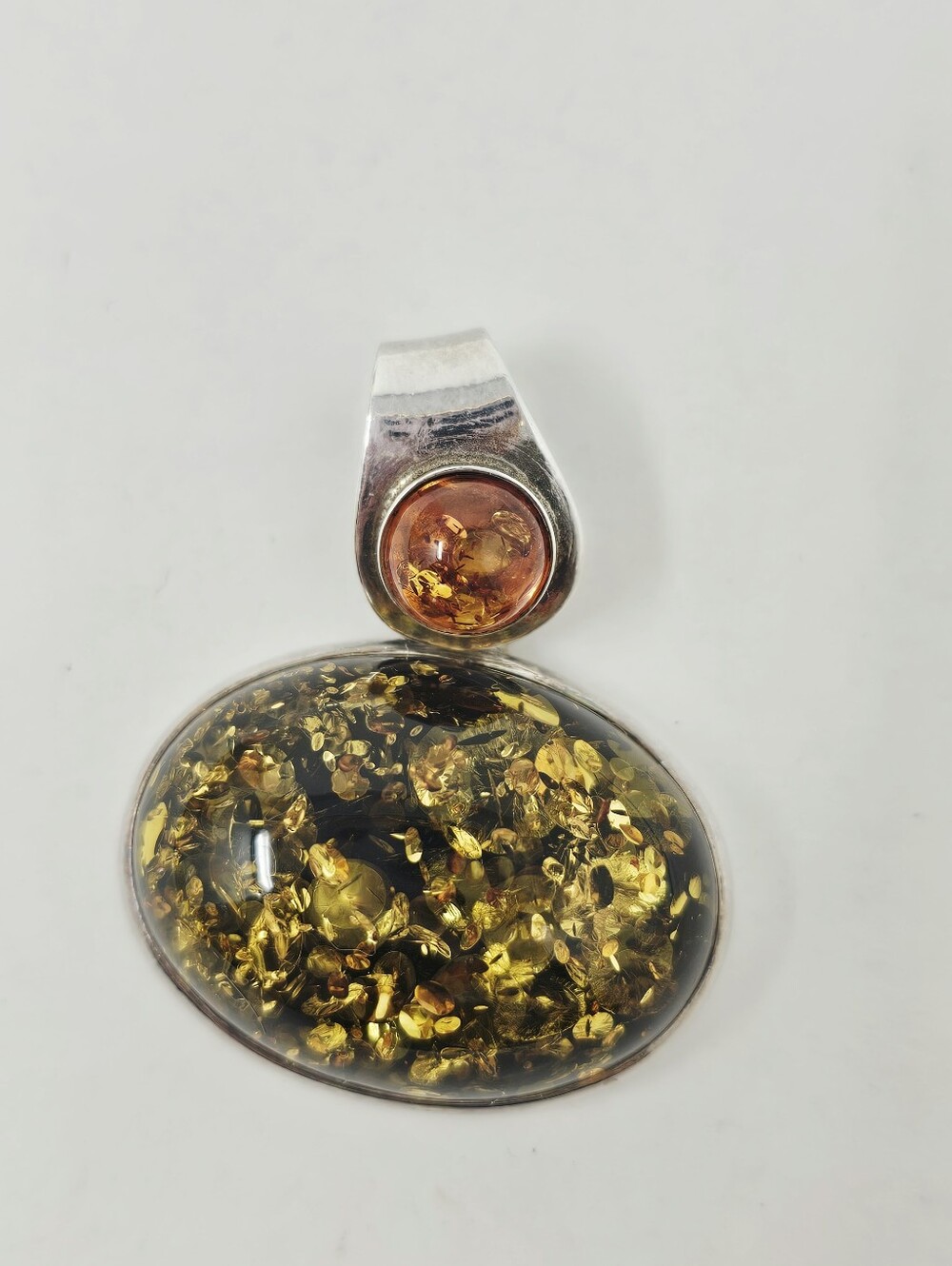 Valerio Polish Amber Sterling  Pendant.